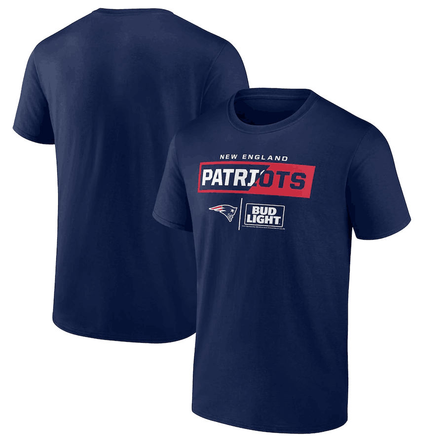 Men's New England Patriots Navyx Bud Light T-Shirt Men's New England Patriots Navyx Bud Light T-Shirt